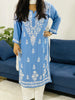 Nirmal Premium Modal Chikankari Solid Women's Long Kurta - Powder Blue