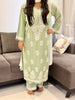Sangriya Rayon 3D Chikankari Handwork women kurta palazzo set - English Green